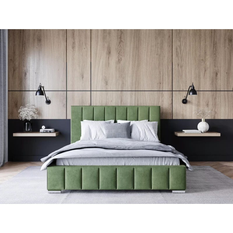 Čalúnená posteľ 200x200 MANUELA 2 s úložným priestorom - zelená