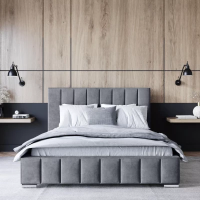 Čalúnená posteľ 180x200 MANUELA 2 s úložným priestorom - šedá
