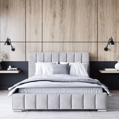 Čalúnená posteľ 160x200 MANUELA 2 s úložným priestorom - svetlo šedá