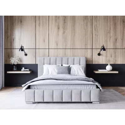 Čalúnená posteľ 200x200 MANUELA 2 s úložným priestorom - svetlo šedá