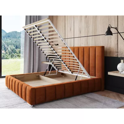 Čalúnená posteľ 180x200 MANUELA 2 s úložným priestorom - tehlová