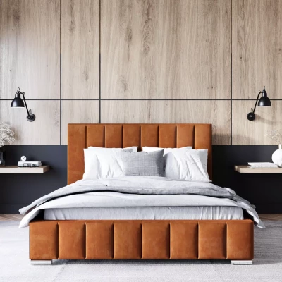 Čalúnená posteľ 200x200 MANUELA 2 s úložným priestorom - tehlová