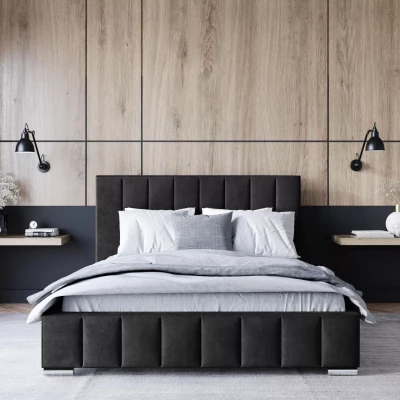 Čalúnená posteľ 140x200 MANUELA 2 s úložným priestorom - čierna