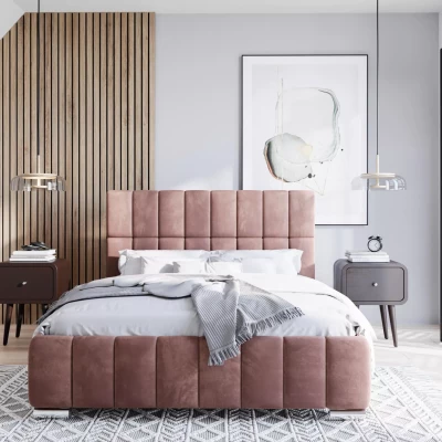 Moderná posteľ 140x200 ARLETE 2 s úložným priestorom - ružová