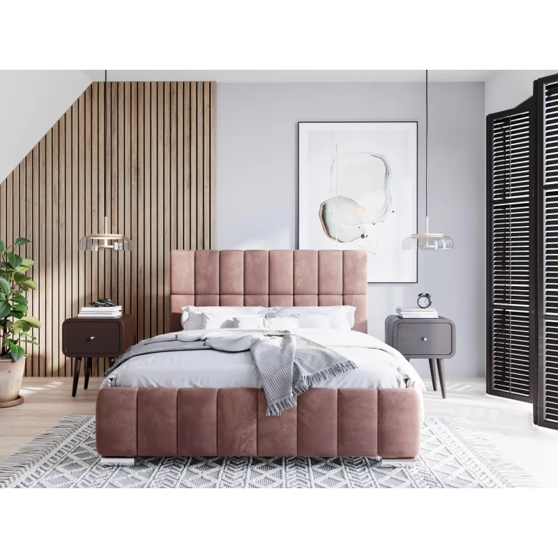 Moderná posteľ 160x200 ARLETE 2 s úložným priestorom - ružová