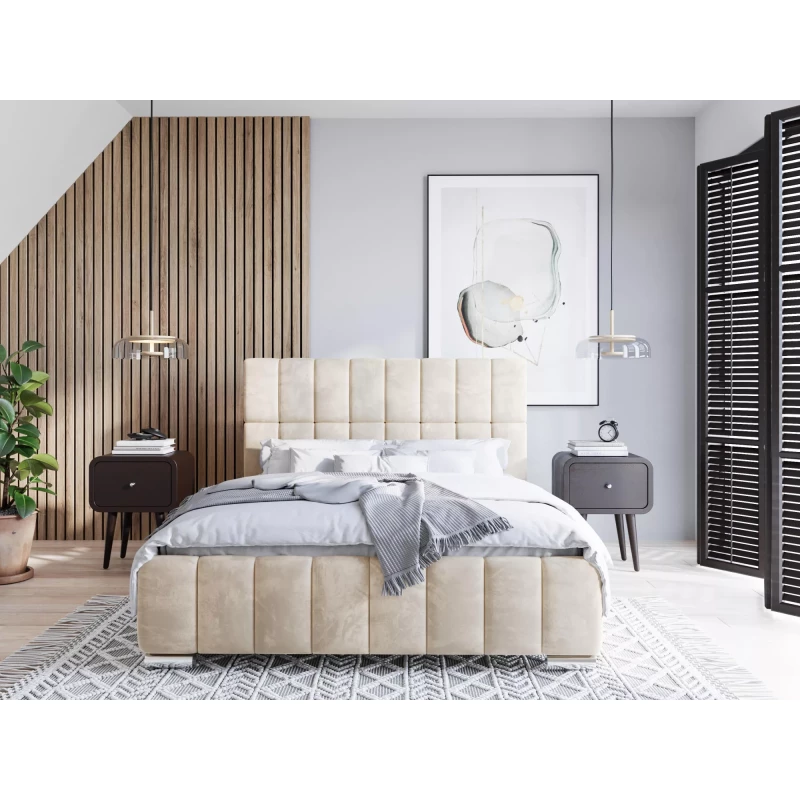 Moderná posteľ 160x200 ARLETE 2 s úložným priestorom - smotanová