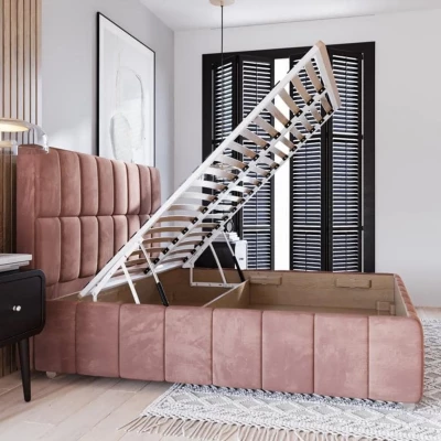 Moderná posteľ 200x200 ARLETE 2 s úložným priestorom - ružová