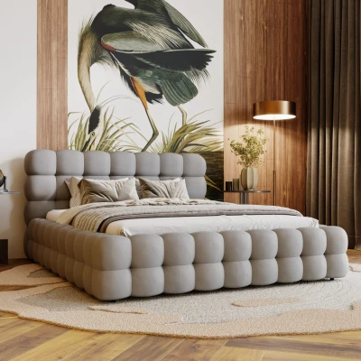 Manželská posteľ 140x200 MAFALDA 2 - svetlo šedá