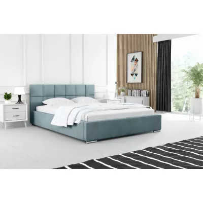 Moderná čalúnená posteľ 200x200 RUBINA - modrá
