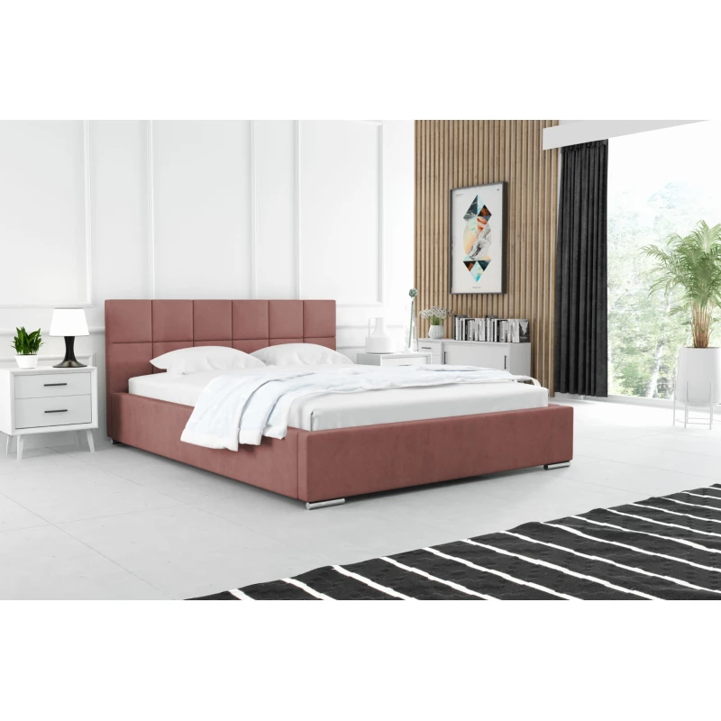 Moderná čalúnená posteľ 140x200 RUBINA 2 - ružová