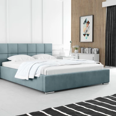 Moderná čalúnená posteľ 140x200 RUBINA 2 - modrá