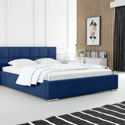 Moderná čalúnená posteľ 200x200 RUBINA 2 - tmavo modrá