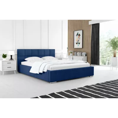 Moderná čalúnená posteľ 200x200 RUBINA 2 - tmavo modrá