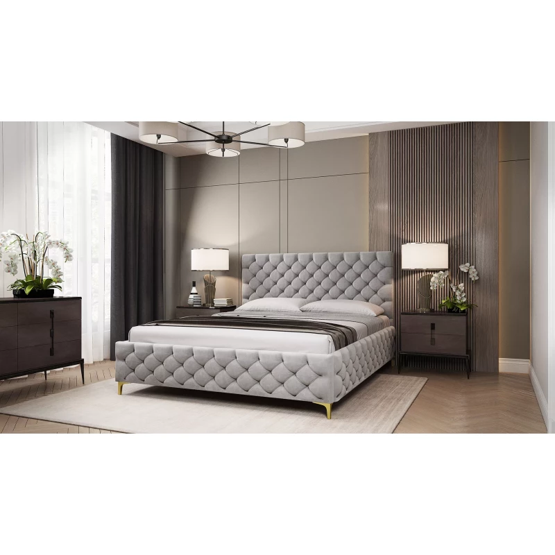 Čalúnená posteľ 160x200 RUBBINA 2 - svetlo šedá