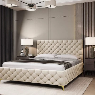 Čalúnená posteľ 160x200 RUBBINA 2 - vanilková