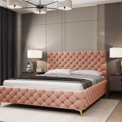 Čalúnená posteľ 200x200 RUBBINA 2 - ružová