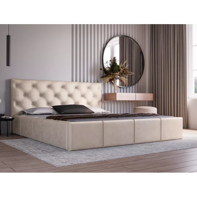 Elegantná čalúnená posteľ 200x200 NURIA 2 - vanilková