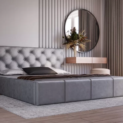 Elegantná čalúnená posteľ 200x200 NURIA - šedá