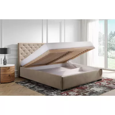 Pohodlná čalúnená posteľ 140x200 MARISA 2 - fľaškovo zelená