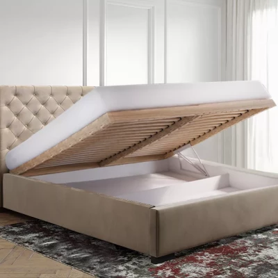 Pohodlná čalúnená posteľ 160x200 MARISA 2 - fľaškovo zelená