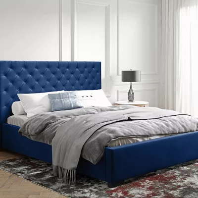 Pohodlná čalúnená posteľ 200x200 MARISA - modrá