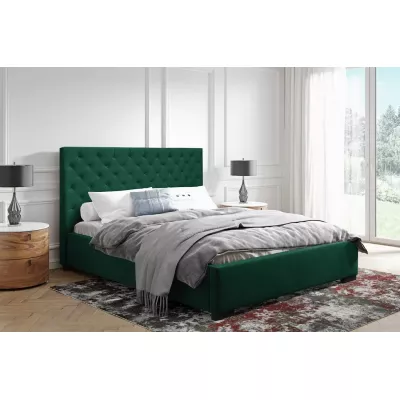 Pohodlná čalúnená posteľ 160x200 MARISA - fľaškovo zelená