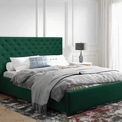 Pohodlná čalúnená posteľ 180x200 MARISA - fľaškovo zelená