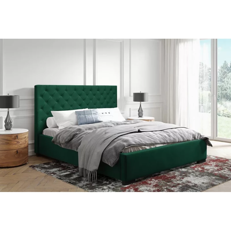 Pohodlná čalúnená posteľ 200x200 MARISA - fľaškovo zelená