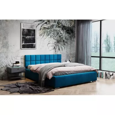 Čalúnená posteľ 160x200 RICARDINA 2 s prešívaným čelom - tmavo modrá