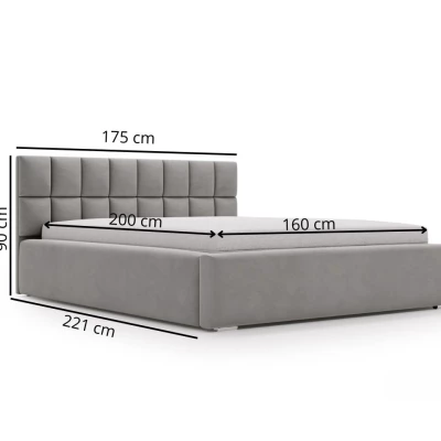 Čalúnená posteľ 160x200 RICARDINA 2 s prešívaným čelom - šedá