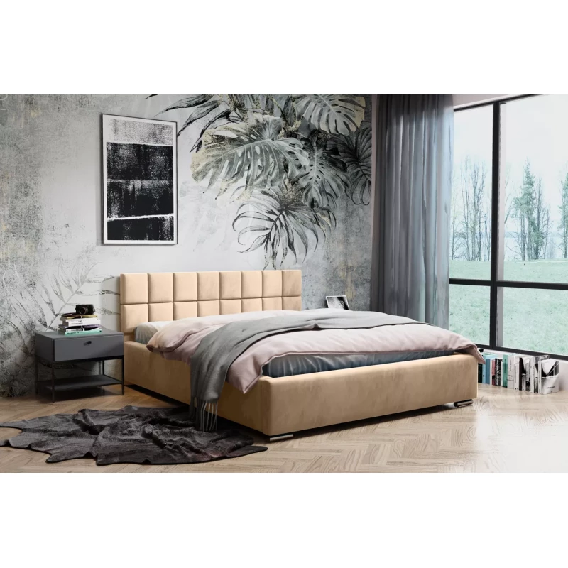 Čalúnená posteľ 200x200 RICARDINA 2 s prešívaným čelom - marhuľová