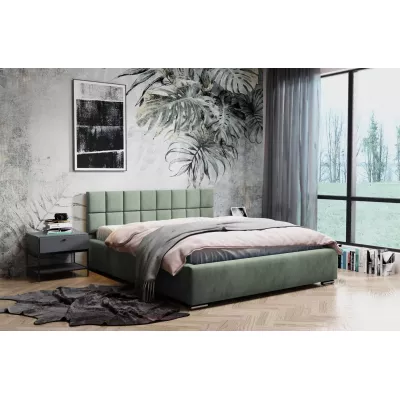 Čalúnená posteľ 200x200 RICARDINA 2 s prešívaným čelom - mätová