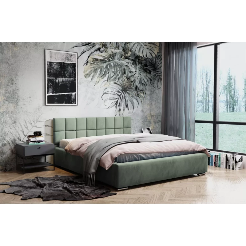 Čalúnená posteľ 140x200 RICARDINA s prešívaným čelom - mätová