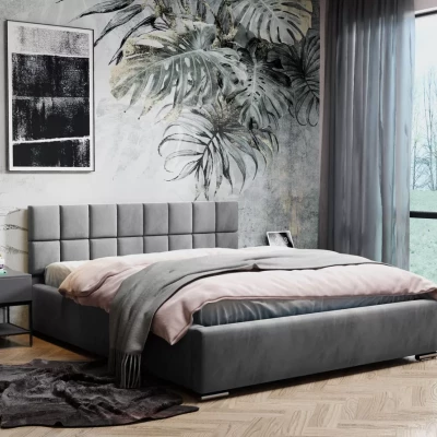 Čalúnená posteľ 160x200 RICARDINA s prešívaným čelom - šedá