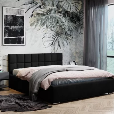Čalúnená posteľ 160x200 RICARDINA s prešívaným čelom - čierna