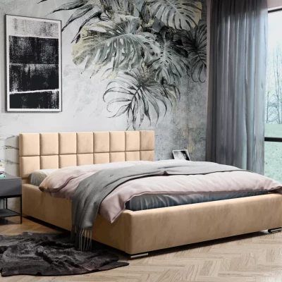 Čalúnená posteľ 180x200 RICARDINA s prešívaným čelom - marhuľová