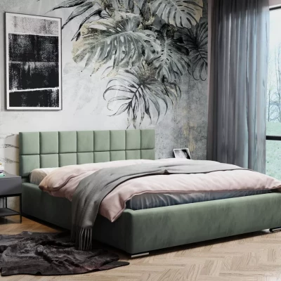 Čalúnená posteľ 200x200 RICARDINA s prešívaným čelom - mätová