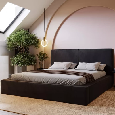 Jednoduchá čalúnená posteľ 120x200 NIDIA 2 s úložným priestorom - čierna