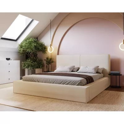 Jednoduchá čalúnená posteľ 120x200 NIDIA 2 s úložným priestorom - vanilková