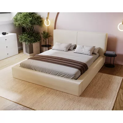 Jednoduchá čalúnená posteľ 120x200 NIDIA 2 s úložným priestorom - vanilková