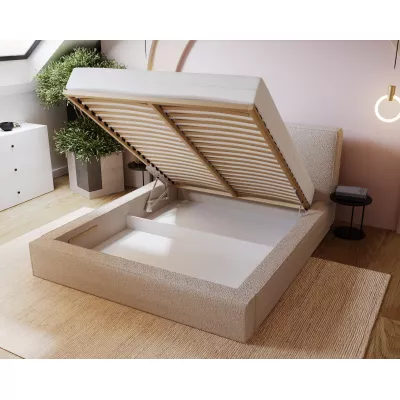 Jednoduchá čalúnená posteľ 120x200 NIDIA 2 s úložným priestorom - béžová