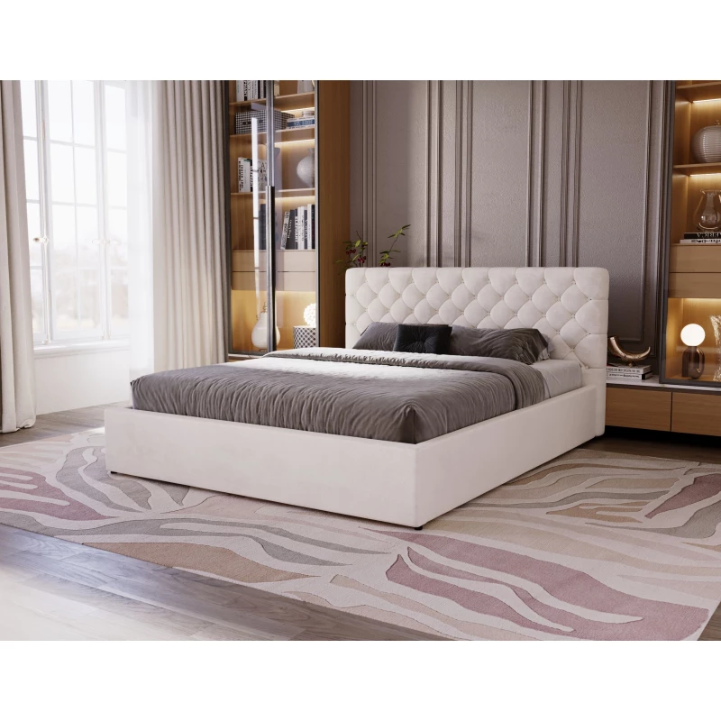 Pohodlná čalúnená posteľ 120x200 MARLISA SLIM 2 s úložným priestorom - vanilková