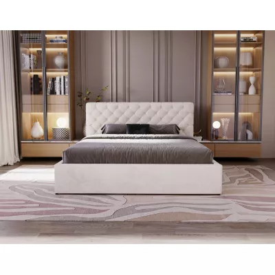 Pohodlná čalúnená posteľ 120x200 MARLISA SLIM 2 s úložným priestorom - vanilková