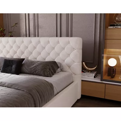 Pohodlná čalúnená posteľ 120x200 MARLISA SLIM 2 s úložným priestorom - vanilková