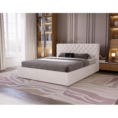 Pohodlná čalúnená posteľ 180x200 MARLISA SLIM 2 s úložným priestorom - vanilková