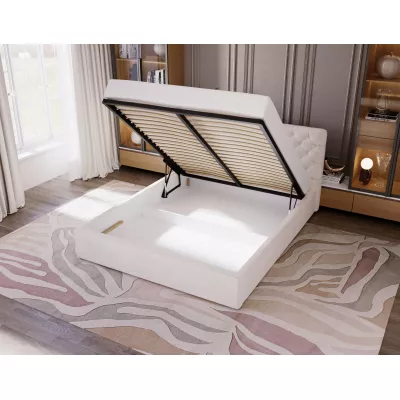 Pohodlná čalúnená posteľ 180x200 MARLISA SLIM 2 s úložným priestorom - vanilková