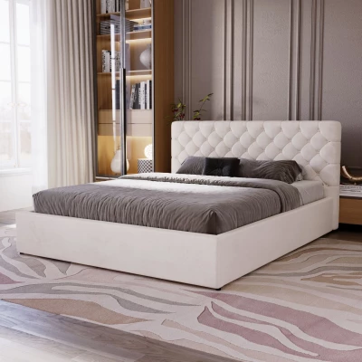 Pohodlná čalúnená posteľ 180x200 MARLISA SLIM - vanilková