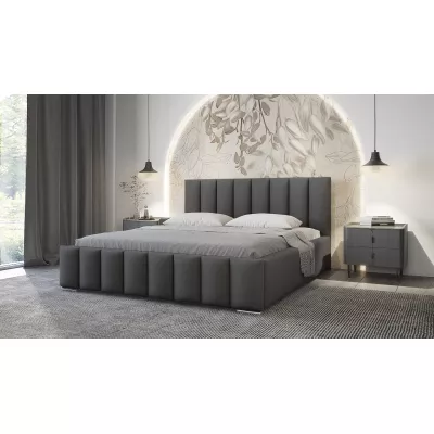 Elegantná čalúnená posteľ 120x200 MADALENA 2 s úložným priestorom - tmavo šedá