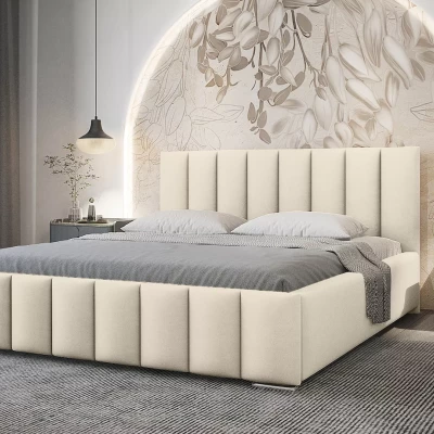 Elegantná čalúnená posteľ 160x200 MADALENA 2 s úložným priestorom - vanilková