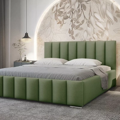 Elegantná čalúnená posteľ 180x200 MADALENA 2 s úložným priestorom - khaki